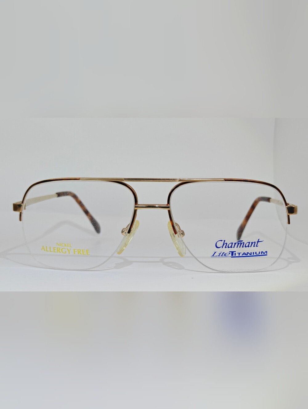 Charmont Gold Lite. Titanium Aviator Glasses for Men. Semi Rimless.